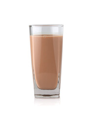 Chocolate milk glass isolated on white background