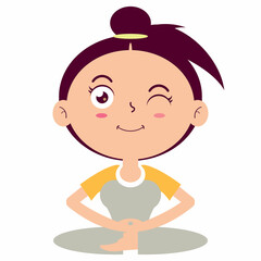 girl meditate illustration cartoon cute