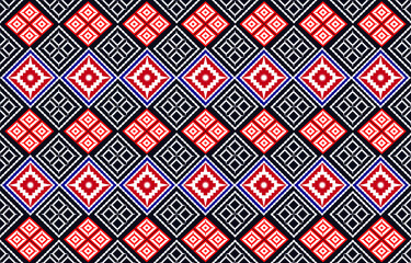 Geometric ethnic oriental pattern traditional on black background.red and white tone.Aztec style,vector,illustration.texture,fabric,clothing,wrapping,decoration and carpet.ancient art interior print.