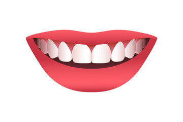 Smile with white teeth isolated on white background. Vector illustration