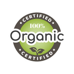 100% Organic colorful vector label. Product stamp, sticker or badge.