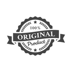 Original label with banner ribbon. Black vector sticker, stamp or badge.