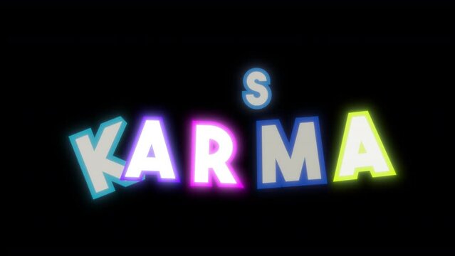 A bright joyful animation with funny characters composing the words It's Karma.
