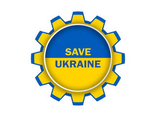Gear flag of Ukraine. illustration Save Ukraine. Vector