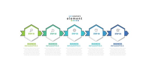 Modern business Infographic design template vector with icons and 5 options or steps. Can be used for process diagram, presentations, workflow layout, banner, flow chart, info graph. Eps10