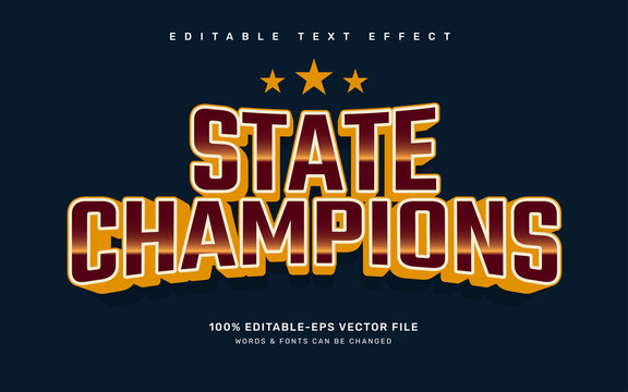State champions editable text effect template