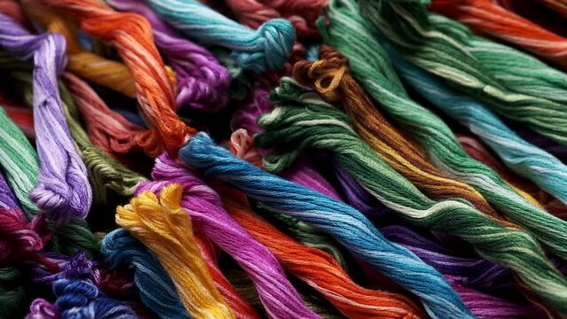 Colorful mouline threads. Hobby or handmade concept.