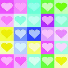 gift wrapping paper Heart shape using overlapping squares again. By using color play to contrast beautifully.