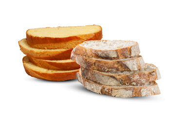 Sliced bakery bread isolated on white background with clipping path