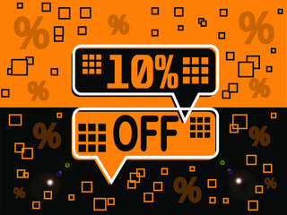 10% special offer. Banner com super desconto 10% in black and orange.