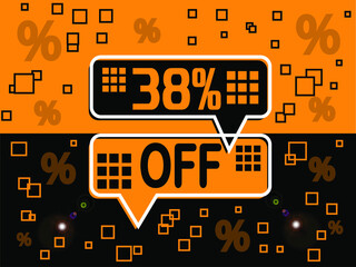 Fototapeta premium 38% special offer. Banner com super desconto 38% in black and orange.