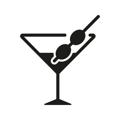 Cocktail silhouette icon, drink juice flat vector illustration for UI graphic design.