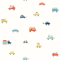 Seamless pattern with cute transport