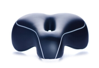 Black leather bicycle seat on white background isolation