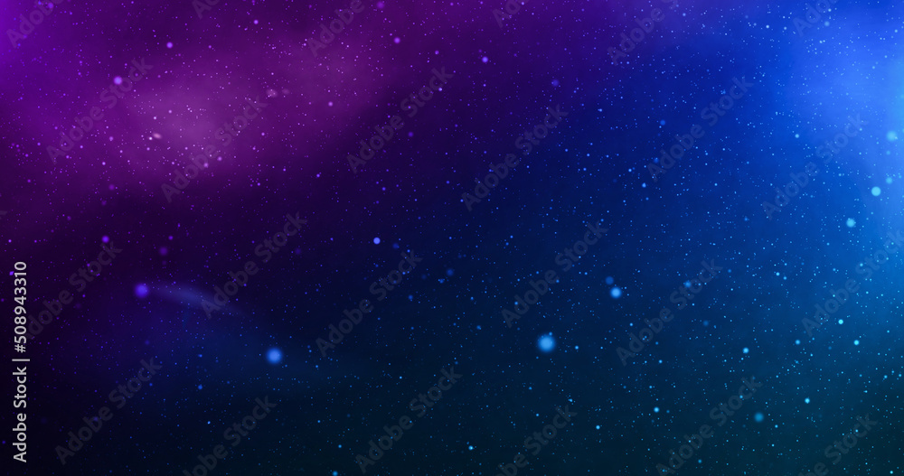 Wall mural view of universe with stars and amazing colorful and deep rainbow light.