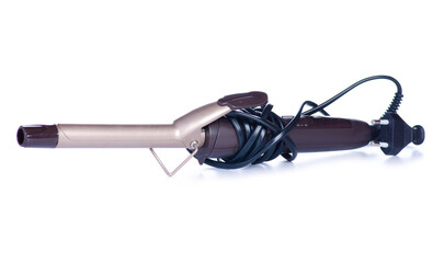 Electric curling iron on white background isolation