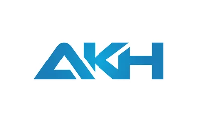Deurstickers Connected AKH Letters logo Design Linked Chain logo Concept © PIARA KHATUN