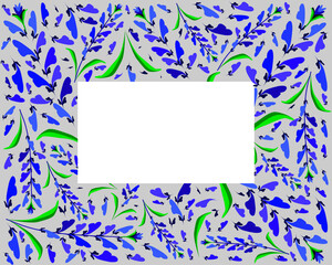 Beautiful Flower, Illustration Frame of Blue Sage Flowers or Salvia Sclarea Flower with Green Leaves.
