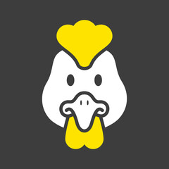 Chicken glyph icon. Animal head vector