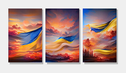 Poster for banner design. World peace posters set. Flag pattern.