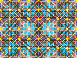 Seamless Oriental Geometric Vector Pattern 6 - Moorish Art from the Alhambra in Granada, Spain - Endless Repeatable Background Tile - Easy to Color Edit