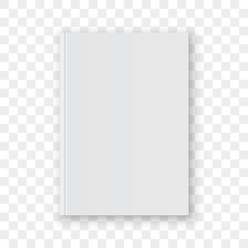 Book cover blank white vertical design template. Vector empty book cover model mockup isolated on transparent background