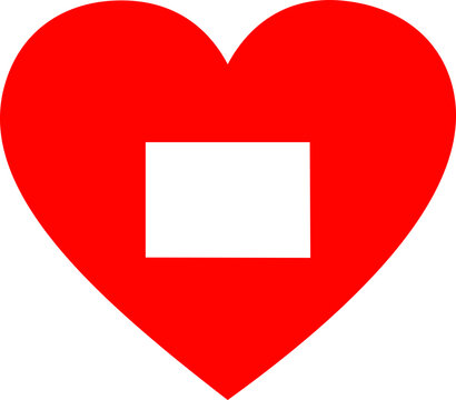 recommend clip art: White Map of US federal state of Colorado inside red heart shape