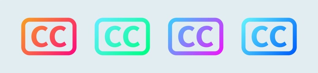 Closed captioning icon in gradient colors. Vector illustration.