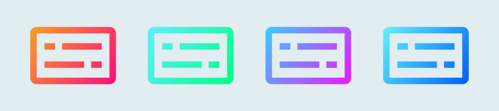 Subtitle Vector Icon In Gradient Colors. Vector Illustration.