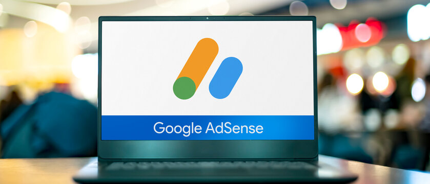 Laptop Computer Displaying Logo Of Google AdSense
