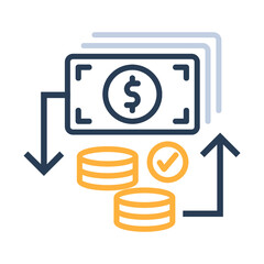 Cash flow, money flow, invest icon