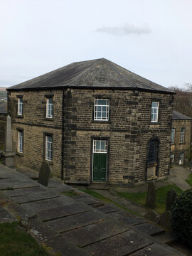 the historic 18th century octagonal methodist chapel in heptonstall west yorkshire