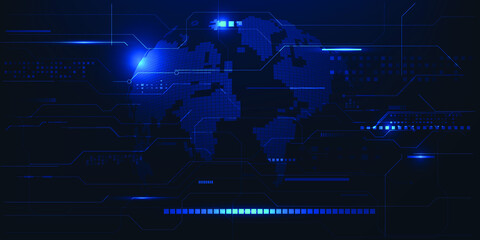 Vector illustration of futuristic digital communication of the world.Future digital technology and innovation concept.