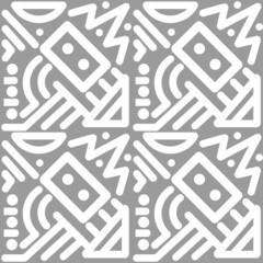 seamless pattern with abstract geometric elements hand drawn doodle style