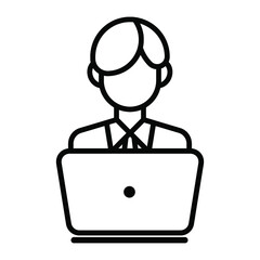 Employee, laptop, work icon