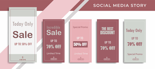 Set 5 of Social Media Networks Stories sale Banner Background, Mobile App, Poster, Flyer, Coupon,Smartphone Advertisement Template Story,Liquid Abstract Modern. editable template eps 10 vector