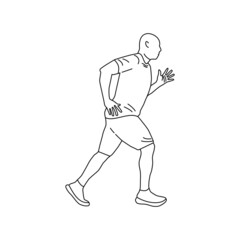 Fototapeta premium Man running, continuous line, line art style, minimalist, vector illustration for posters, and social media posts.