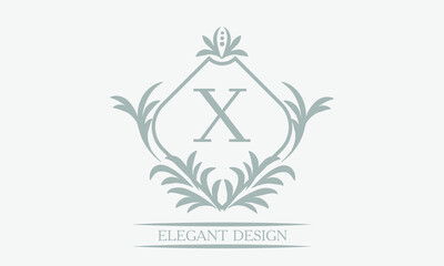 Monogram template with initial X. Logo for cafe, bar, restaurant, invitation. Business style and company brand