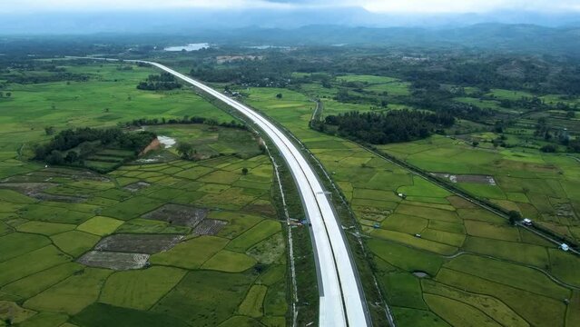 Aerial view of Sigli Banda Aceh (Sibanceh) Toll Road, Aceh, Indonesia.