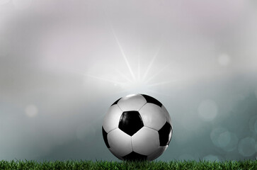 Soccer Fußball im Fußballstadion im Scheinwerferlicht