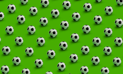 Soccer Fußbälle vor grünem Hintergrund 3d