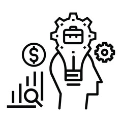 Innovation, briefcase, core value icon
