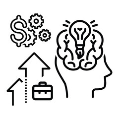 Knowledge, solution, mind mapping icon
