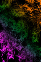 Swarms colorful smoke abstract on black background