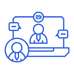 Online interview, chat, video call icon