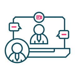 Online interview, chat, video call icon