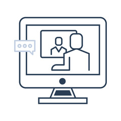 Online meeting, laptop, chat icon