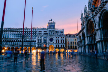 Naklejka premium Photos of a trip through different European cities, from a tourist's point of view. In the photos you can see famous streets and places in Venice, Madrid, Amsterdam, Florence, Prague, Munich, Berlin, 