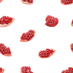 Pomegranate isolated on white background, SEAMLESS, PATTERN