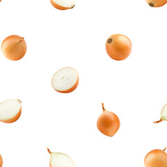Onion isolated on white background, SEAMLESS, PATTERN